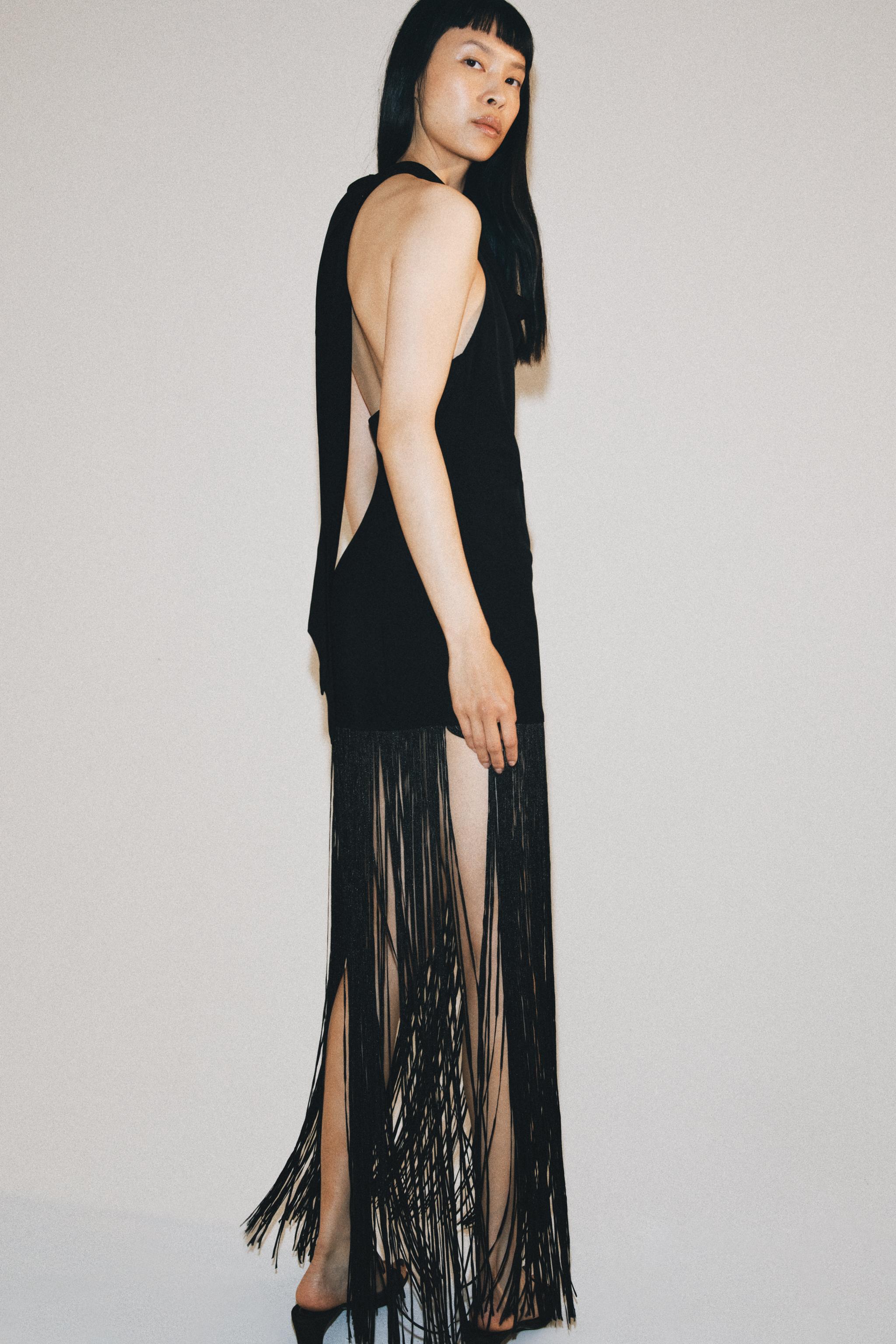 ZW COLLECTION FRINGED HALTER DRESS